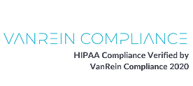 VanRein Compliance logo, reads "HIPAA Compliance Verified by VanRein Compliance 2020 underneath"